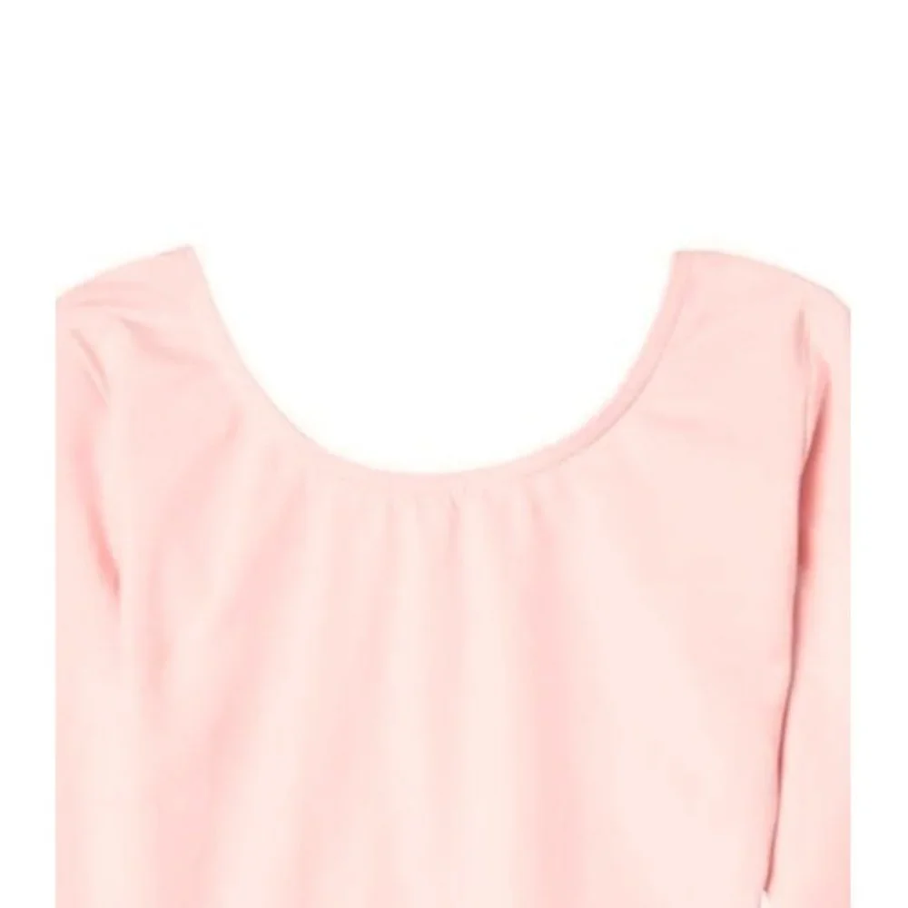 Capezio Childs Leotard Pink Long Sleeve Scoop Neck Dance M L